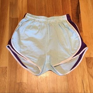 Lauren James Seersucker Shorties - Teal & Purple